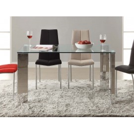 MESA ACERO CRISTAL TRANSPARENTE