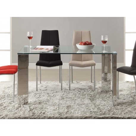 MESA ACERO CRISTAL TRANSPARENTE
