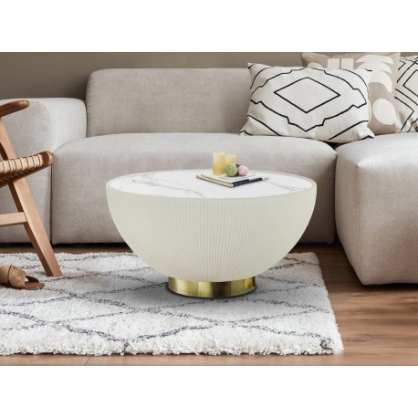 MESA AUXILIAR LATÓN MÁRMOL BLANCO