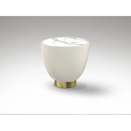 MESA AUXILIAR LATÓN MÁRMOL BLANCO