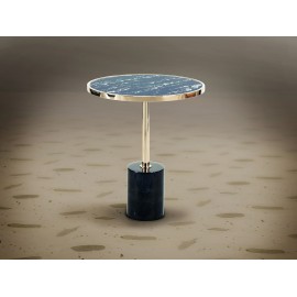 MESA AUXILIAR DORADO MÁRMOL NEGRO 46 CM