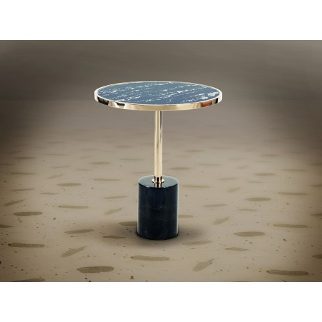 MESA AUXILIAR DORADO MÁRMOL NEGRO 46 CM
