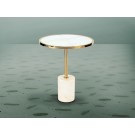 MESA AUXILIAR DORADO MÁRMOL BLANCO 46 CM