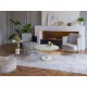 MESA AUXILIAR DORADO MÁRMOL BLANCO 90 CM