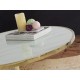 MESA AUXILIAR DORADO MÁRMOL BLANCO 90 CM