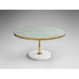 MESA AUXILIAR DORADO MÁRMOL BLANCO 90 CM