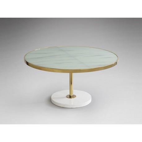 MESA AUXILIAR DORADO MÁRMOL BLANCO 90 CM
