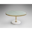 MESA AUXILIAR DORADO MÁRMOL BLANCO 90 CM
