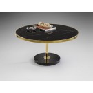 MESA AUXILIAR DORADO MÁRMOL NEGRO 90 CM