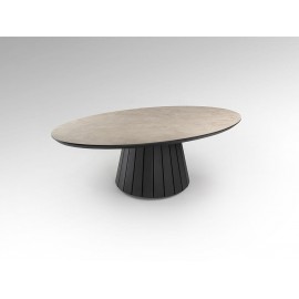 MESA AUXILIAR NEGRO PIEDRA OVALADA
