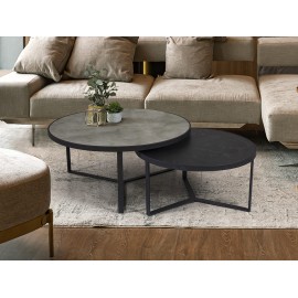 MESA AUXILIAR DUO NEGRO PIEDRA GRIS NEGRO