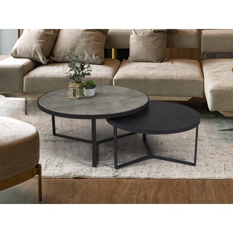MESA AUXILIAR DUO NEGRO PIEDRA GRIS NEGRO