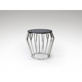 MESA AUXILIAR ACERO CRISTAL SMOKE 60 CM