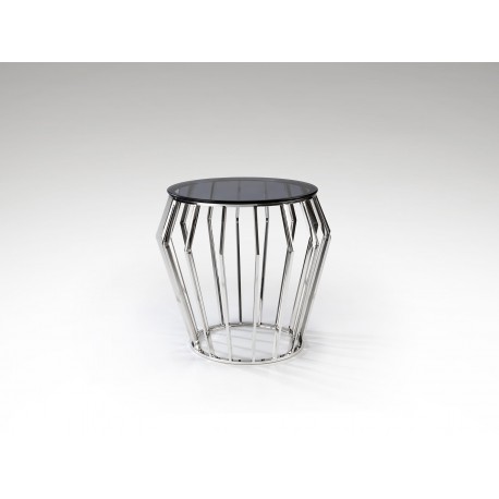 MESA AUXILIAR ACERO CRISTAL SMOKE 60 CM