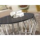 MESA AUXILIAR ACERO CRISTAL SMOKE 90 CM