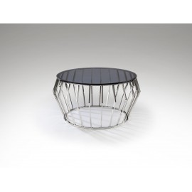MESA AUXILIAR ACERO CRISTAL SMOKE 90 CM
