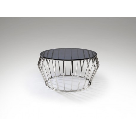 MESA AUXILIAR ACERO CRISTAL SMOKE 90 CM