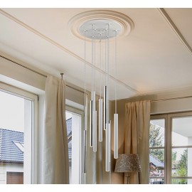 LÁMPARA DE TECHO LED DIMABLE BLANCO CROMO 9 L