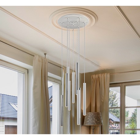 LÁMPARA DE TECHO LED DIMABLE BLANCO CROMO 9 L