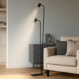 LÁMPARA DE PIE NEGRO 2 FOCOS ORIENTABLES