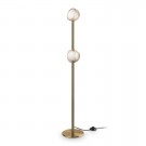 LÁMPARA DE PIE LED METAL RAYADO LATÓN