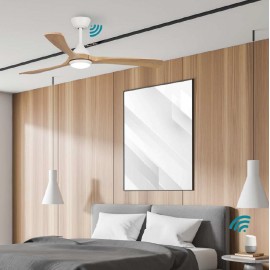 VENTILADOR DE TECHO DC BLANCO MADERA 142 CM SIN LUZ