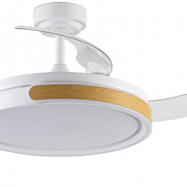 VENTILADOR  DE TECHO 32/55 CM BLANCO MADERA LED