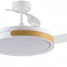 VENTILADOR  DE TECHO 32/55 CM BLANCO MADERA LED
