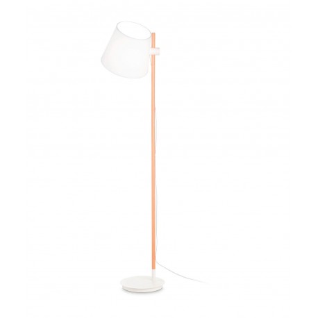 LÁMPARA DE PIE E27 BLANCO MADERA CON PANTALLA